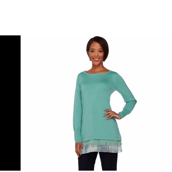 LOGO by Lori Goldstein Sweaters - Cotton Cashmere Sweater Green XS A272837